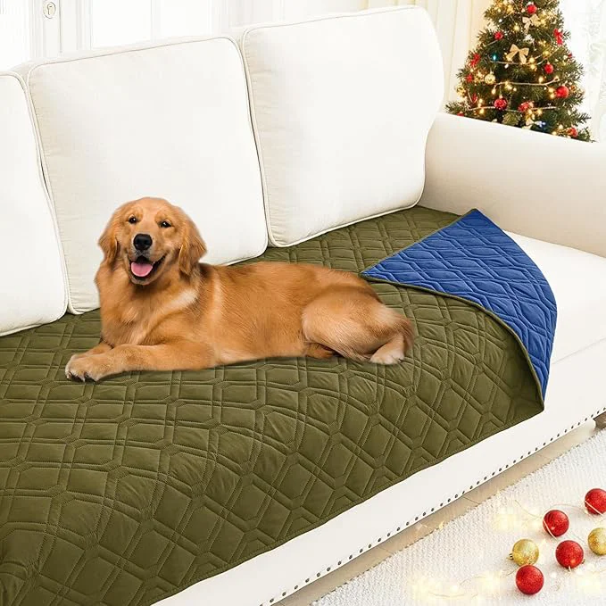 Prestigious Smiry Waterproof Dog Blanket 30×70 Inch Soft Pet Bed Cover Reversible Washable Sofa Couch Furniture Protector for Small Medium Large Dog Puppy Cat Geometric Green NavyAbout ThisOverview Official