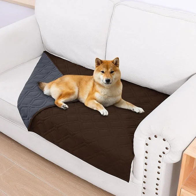 Recyclable Smiry Waterproof Dog Blanket 30×53 Inch Soft Pet Bed Cover Reversible Washable Sofa Couch Furniture Protector for Small Medium Large Dog Puppy Cat Geometric Chocolate Dark GreyAbout ThisOverview Convenient