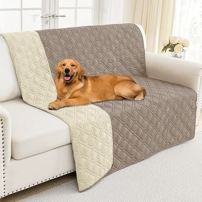 Solid Smiry Waterproof Dog Blanket 52×82 Inch Soft Pet Bed Cover Reversible Washable Sofa Couch Furniture Protector for Small Medium Large Dog Puppy Cat Geometric Taupe BeigeAbout ThisOverview
