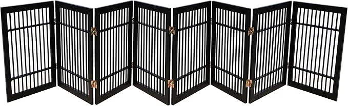 Carefully Designed Pet Dog Gate Strong and Durable standing Folding Acacia Hardwood Portable Wooden Fence Indoors or Outdoors by Urnporium Black Pet Gate 8 Panel 24 Tall About ThisOverview Specialty