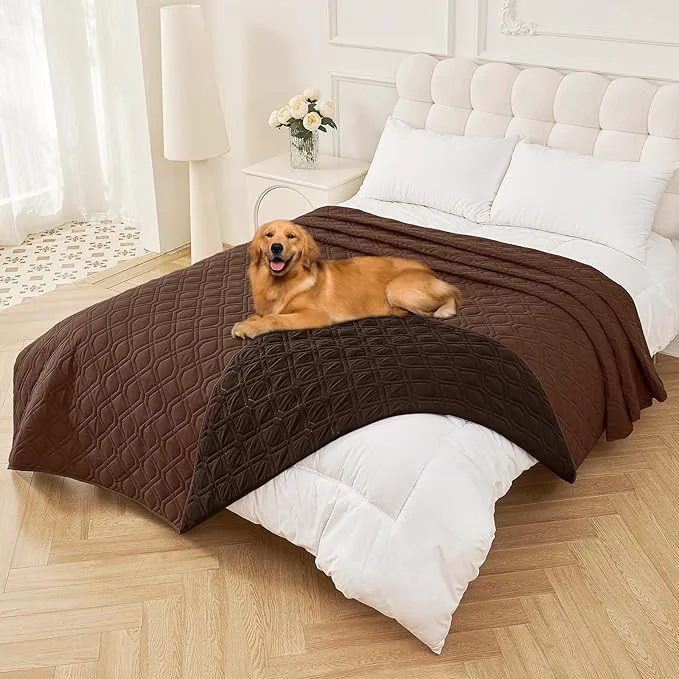 Secure Smiry Waterproof Dog Blanket 82×120 Inch Soft Pet Bed Cover Reversible Washable Sofa Couch Furniture Protector for Small Medium Large Dog Puppy Cat Geometric Brown ChocolateAbout ThisOverview Organic