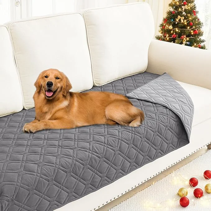 Healthy Smiry Waterproof Dog Blanket 30×70 Inch Soft Pet Bed Cover Reversible Washable Sofa Couch Furniture Protector for Small Medium Large Dog Puppy Cat Geometric Grey Light GreyAbout ThisOverview Crafted