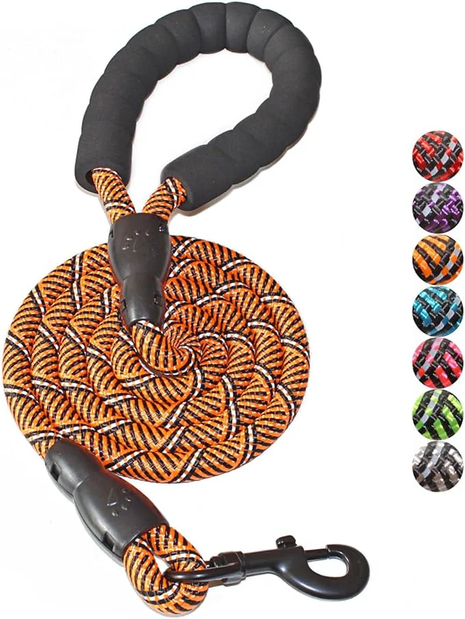 Stylish BAAPET 2 4 5 6 FT Dog Leash with Comfortable Padded Handle and Highly Reflective Threads for Small Medium and Large Dogs 5FT-1 2” Black Orange About ThisOverview Safe