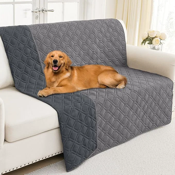 Efficient Smiry Waterproof Dog Blanket 52×82 Inch Soft Pet Bed Cover Reversible Washable Sofa Couch Furniture Protector for Small Medium Large Dog Puppy Cat Geometric Grey Dark GreyAbout ThisOverview Relaxed