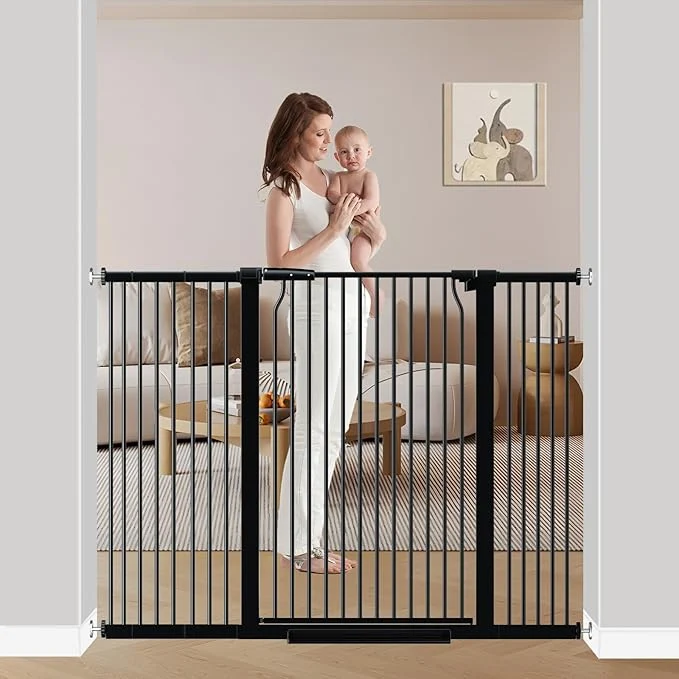 Next-Generation 40.5 Extra Tall Baby Gate for Stairs 40.5 -54.7 Extra Wide Large Dog Pet Gate Indoor Pressure Mounted Safety First Child Gate Kids Metal Auto Close Puppy Barrier for Walk Thru BlackAbout ThisOverview High-Quality
