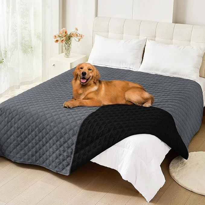Expertly Made Smiry Waterproof Dog Bed Cover Pet Blanket Soft Washable Dog Blanket for Furniture Bed Couch Sofa Reversible Checkered 82 x102 Dark Grey Black About ThisOverview Functional