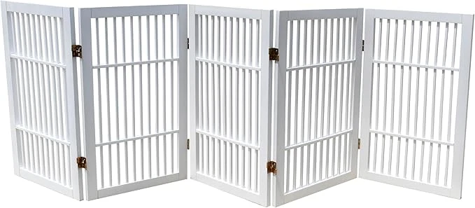 Quality Pet Dog Gate Strong and Durable standing Folding Acacia Hardwood Portable Wooden Fence Indoors or Outdoors by Urnporium White Pet Gate 5 Panel 30 Tall About ThisOverview Traditional