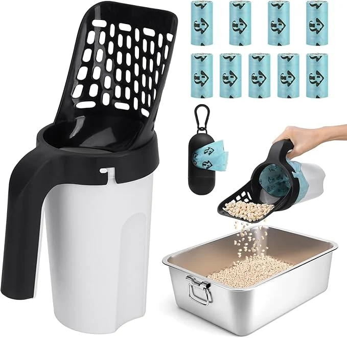 Soft MYPIN Cat Litter Scooper with Holder Upgraded Cat Litter Shovel with Bags and Exclusive