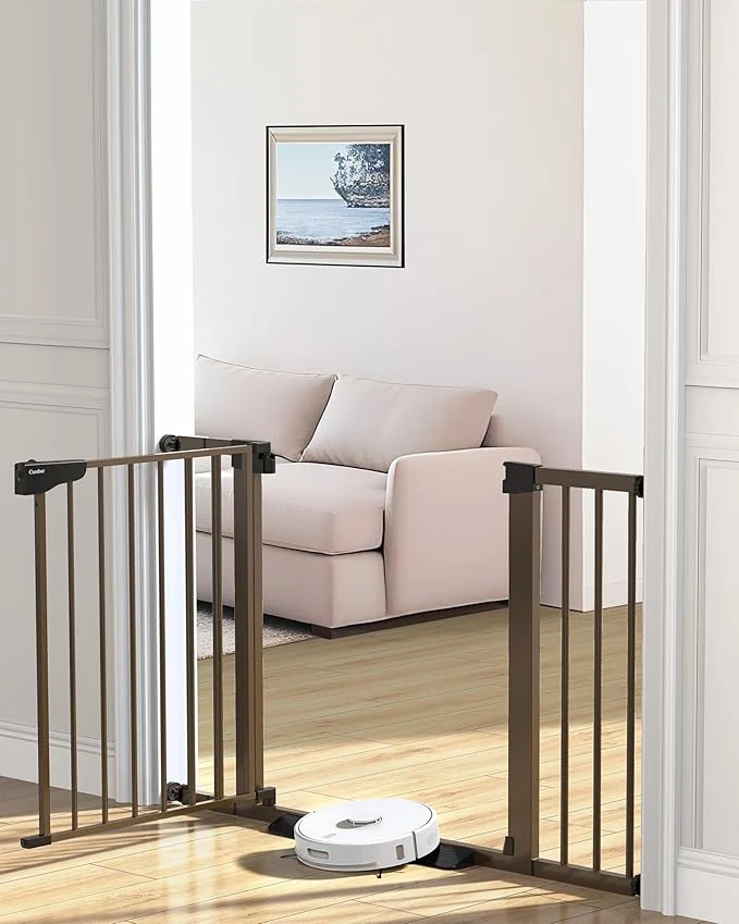 Soft Cumbor 29.7-46 Baby Gate for Stairs Mom’s Choice Awards Winner-Auto Close Dog Gate for the House Easy Install Pressure Mounted Pet Gates for Doorways Easy Walk Thru Wide Safety Gate for Dog BrownAbout ThisOverview Durable