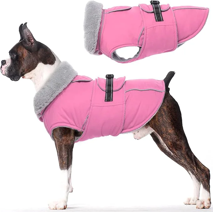 Excellent Lelepet Warm Dog Coats for Medium Dogs Waterproof Dog Winter Jacket Reflective Pet Fleece Vest Windproof Cold Weather Coats with Adjustable Buckle Leash Hole Pink MAbout ThisOverview Recyclable