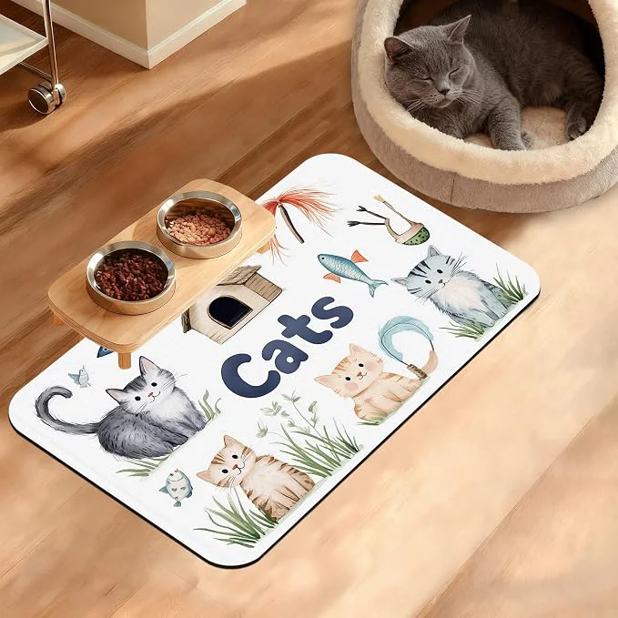 Artisan Cats Dog Food Mat Cute Fun Absorbent Pet Feeding Mat Eco-Friendly