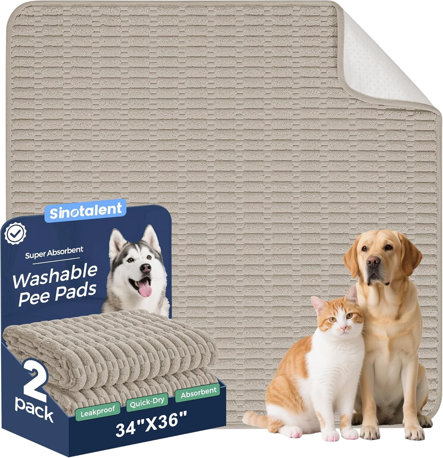 Breathable Washable Pee Pads for Dogs 2 Pack Reusable Puppy Pads Dog Pads Non-Slip Dog Pee Pads Leakproof Pet Pee Pads Wee Wee Pads for Dogs. Brown 34 x36 Pack of 2 Trendy