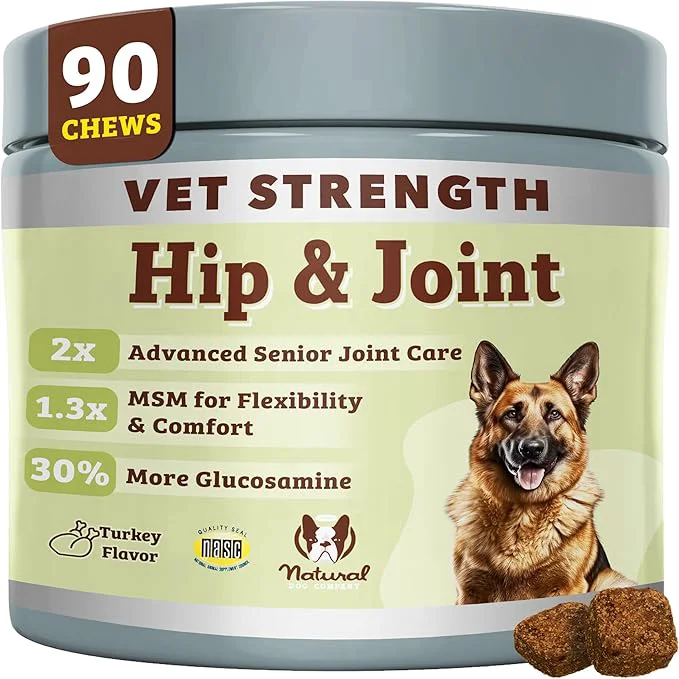 Flexible Natural Dog Company Vet Strength Hip Joint Chews for Senior Dogs 90ct Joint Flexibility Support Arthritis Relief for Senior Dogs 1.3X Glucosamine 2X Green Lipped Mussel MSM for Dog MobilityAbout This Fashionable