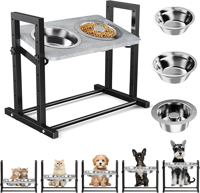 Versatile d Dog Bowls with Slow Feeder 6 Heights Adjustable 🍽️ d Dog Bowls with Slow Feeder Clean