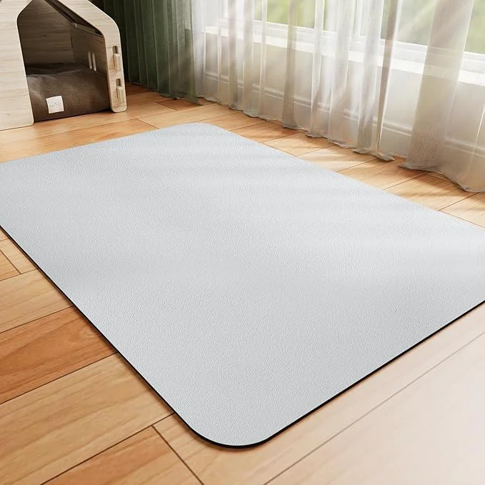 Durable Dog Food Mat – Absorbent Cat Mat for Food and Water No Stains Pet Feeding Bowl Mat Easy to Clean Pet Placemats Quick Dry Dog Water Dispenser Mat for Messy Drinkers Light Grey 12 x 19 About ThisOverview Natural