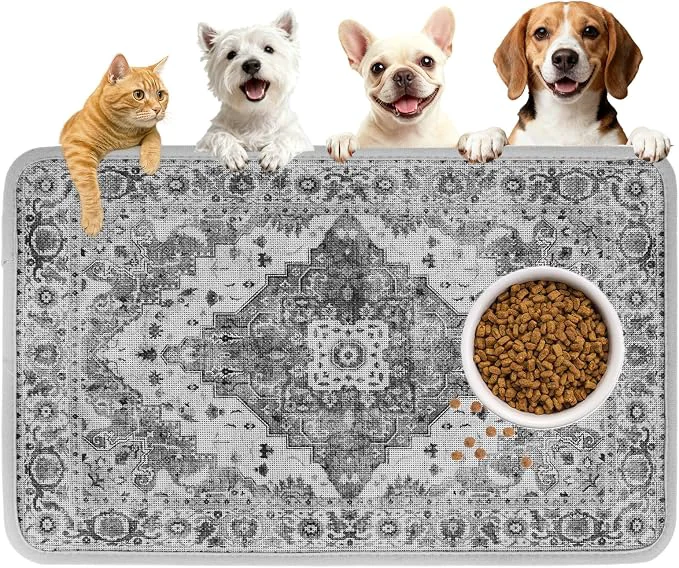 Specialty PUPTECK Dog Food Mat Absorbent Pet Feeding Bowl Mat Non-Slip Dog Mat World-Class
