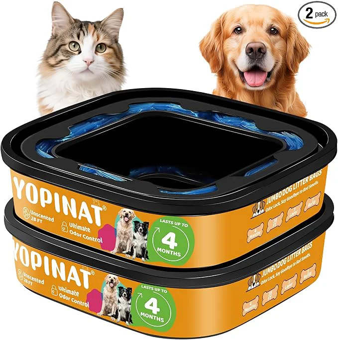 Easy-to-Use 2 IN 1 Genie Refill Bags for Dog Cat 2 Pack Fast