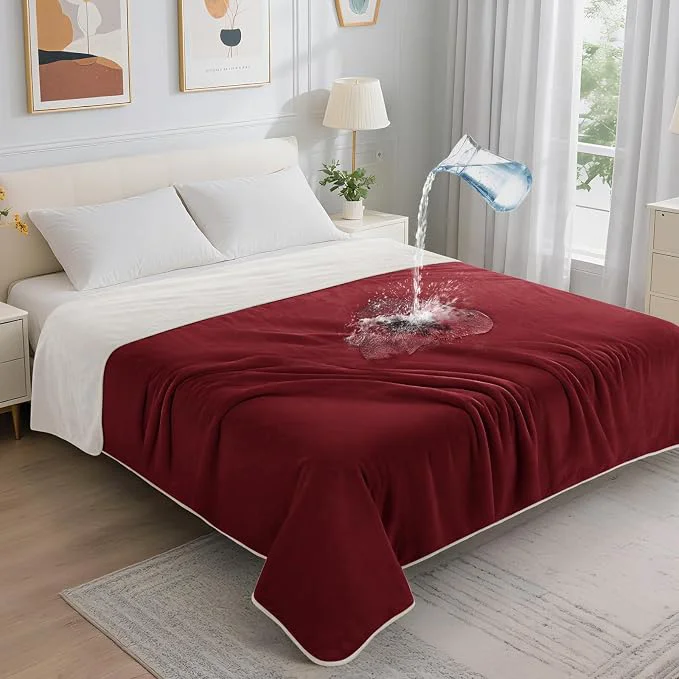 Effective LOOBANI Waterproof Blanket for Bed Reversible Soft Flannel Queen Bed Blanket High-Quality
