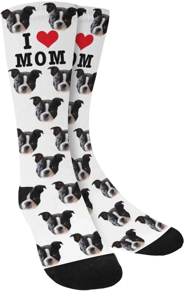 Crafted Custom Face Socks Personalized Dog Lover Pet Photo Picture on Socks Unisex Original Design
