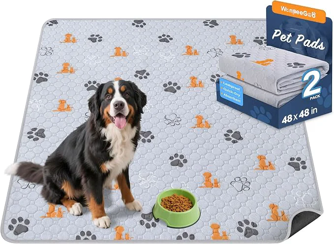 Certified Washable Pee Pads for Dogs 2 Pack Absorbent Reusable Training Dog Pads Pet Quality