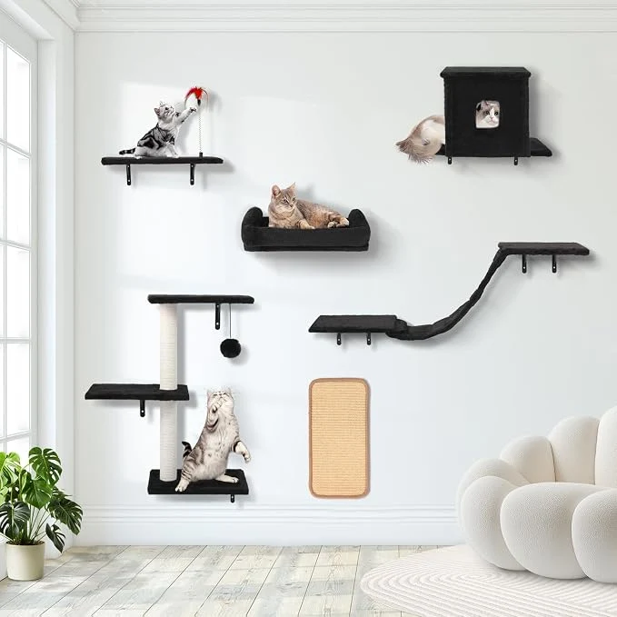 Solid Cat Wall Shelves 6 in 1 Cat Wall Furniture Set Proven