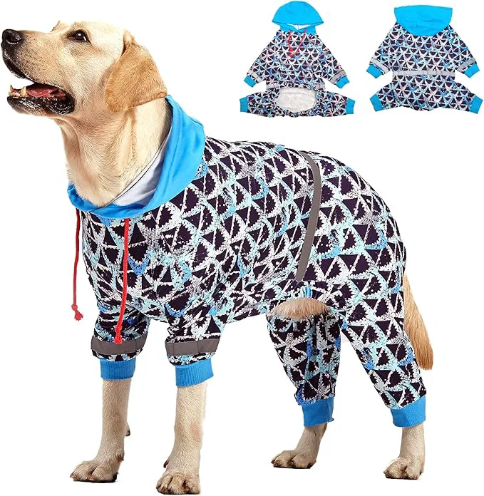 Proven LovinPet Large Pitbull Dogs Onesies – Wound Care Post Surgery Dog Clothes Anxiety Relief Shirt for Dogs Large Breed Dog Jammies Lightweight Stretchy Reflective Stripe Brown Shark Print LAbout ThisOverview Soft