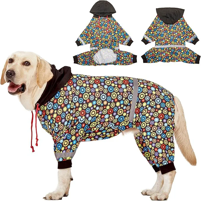 Flexible LovinPet Large Big Dog Onesies Wound Care Post Surgery Dog Shirt Stop Shedding for Dogs Pet Anxiety Relief Pajamas PJ’s for Dogs Reflective Stripe Gears and Black Print Pet PJ’s XLAbout ThisOverview Powerful