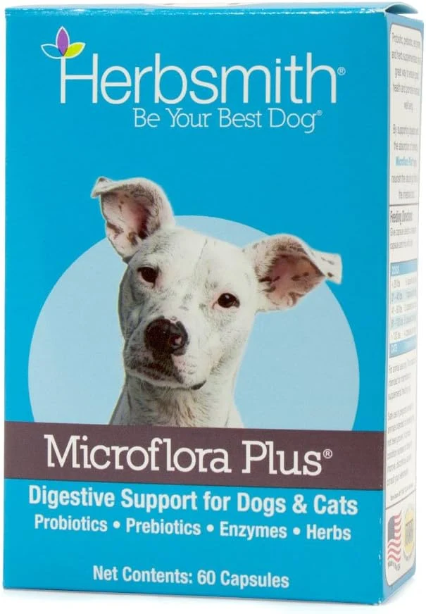 Reusable Herbsmith Microflora Plus – Dog Digestion Aid –Probiotics and Digestive Enzymes for Dogs – Prebiotic for Dogs – 60 CapsulesAbout This Verified