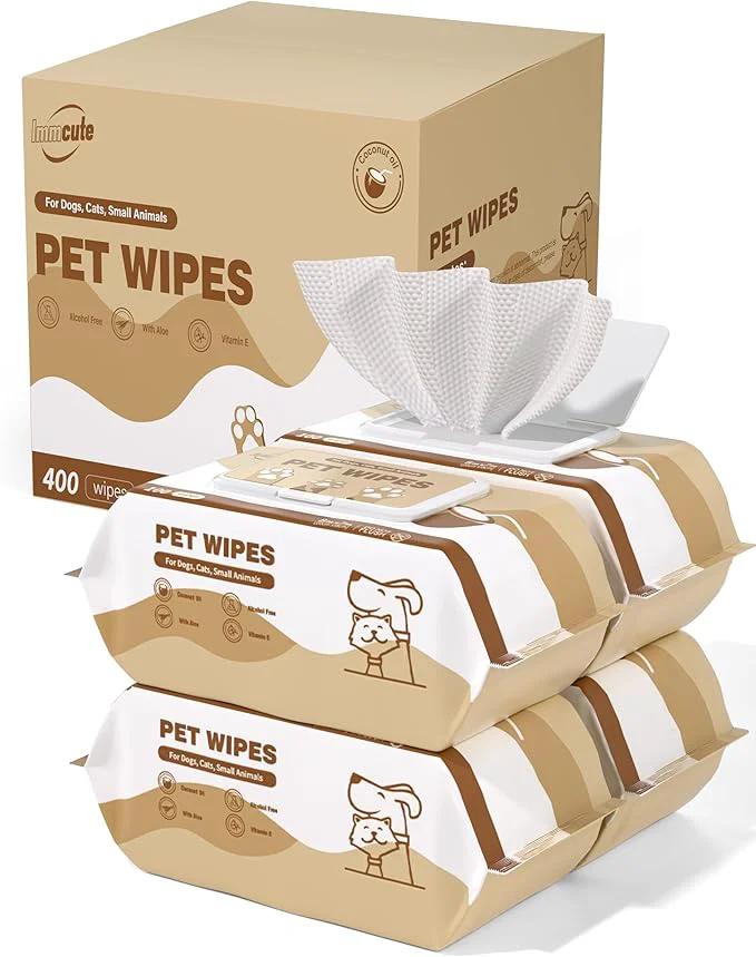 Premium Material 400 Coconut Oil Dog Wipes for Paws and Butt Large Thick Puppy Wipes for Dogs Face and Body Dog Wipes Cleaning Deodorizing Cat Wipes Cleaning Fur and Butt Big Doggie Wipes Doggy Wipes Bum Dog Ear WipesAbout This Convenient