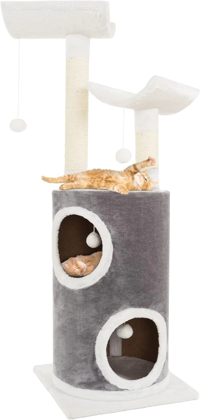 Official 45in Cat Tree with Napping Perches 2 Story Cat Condo Cat Scratching Posts Organic