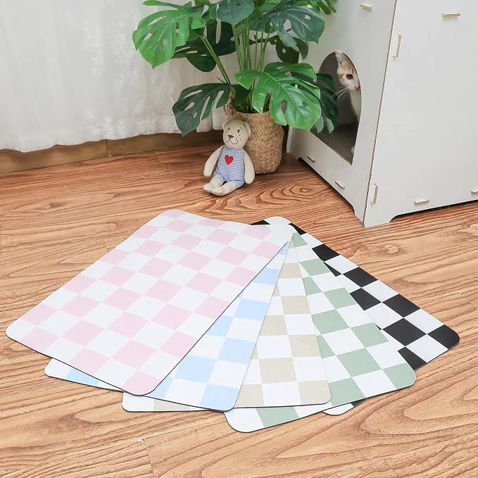 Trendy Ralxion Checkered Dog Feeding Mat Absorbent Mats Contemporary