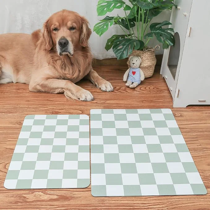 Relaxed Ralxion Checkered Dog Feeding Mat Absorbent Mats Recyclable
