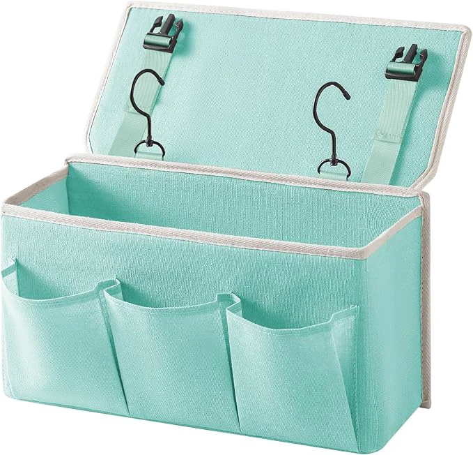 Versatile Bedside Caddy Bedside Storage Organizer Hanging Bag with Three Options Suitable for home beds sofas and dormitory beds—can hold magazines books phones iPads remote controls. Green About ThisOverview