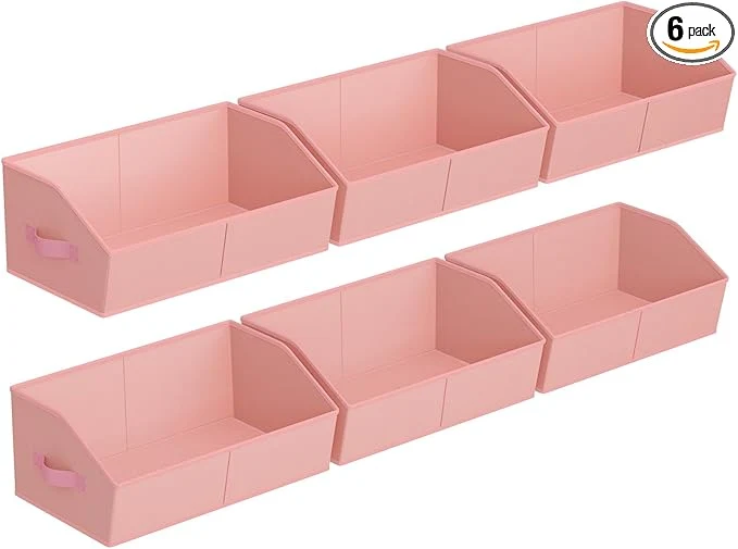 Professional Storage Bins for Shelves – Large Trapezoid Closet Shelf Organizer Fabric Organization Bins with Handles Storage Baskets for Clothes Towel Purse 6 Pack PinkAbout ThisOverview Original Design