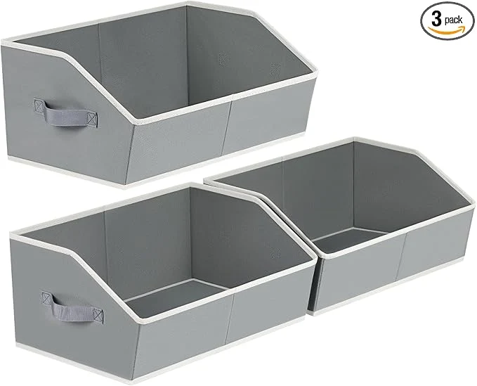 Excellent Trapezoid Closet Shelf Organizer – Large Baskets for Organizing Fabric Storage Cubes for Shelves Storag Organizers Bins for Clothes Blankets 3 Pack GreyAbout ThisOverview Comfortable