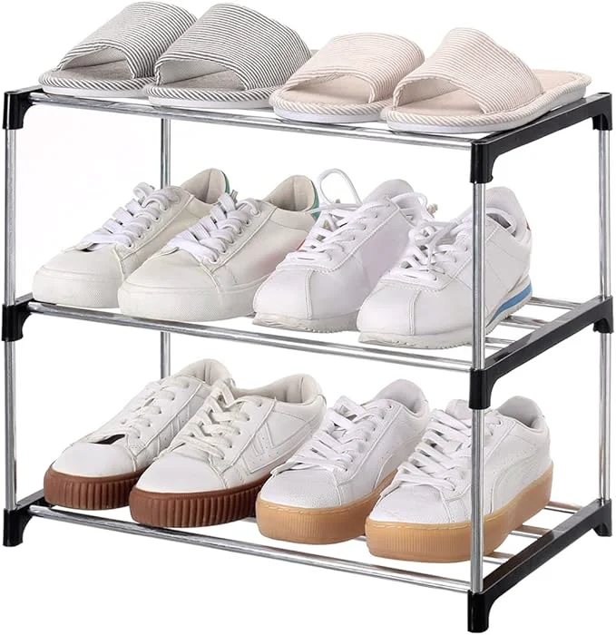 Exceptional Stackable Small Shoe Rack Entryway Hallway and Closet Space Saving Storage and Organization 3-Tier Black About ThisOverview Safe