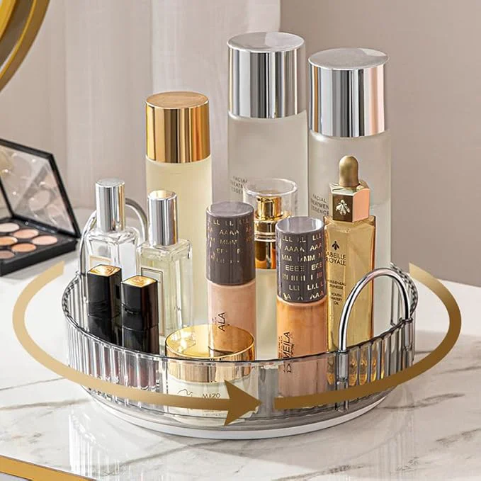 Outstanding Aveniee Rotating Makeup Organizer for Vanity Skincare Perfume Organizers for Bathroom Countertop Clear Cosmetic Make Up Storage for Dresser Lipstick Product Spinning Holder 1 Tier Grey Carefully Designed