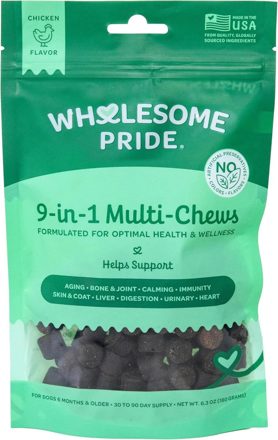 Smooth Wholesome Pride 9-in-1 Dog Multifunctional Soft Chews – Joint Pain Relief Hip Joint Support Immune Skin Gut Heart Brain Health – Glucosamine MSM Chondroitin – 90 Chews Natural
