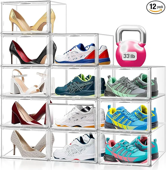 High-Performance 12 Pack Clear Shoe Boxes for Sneakers Size 12 Acrylic Shoe Storage Under Bed Stackable Handbag Organizer with Magnetic Lid Collection Acrylic Display CaseAbout ThisOverview Expertly Made