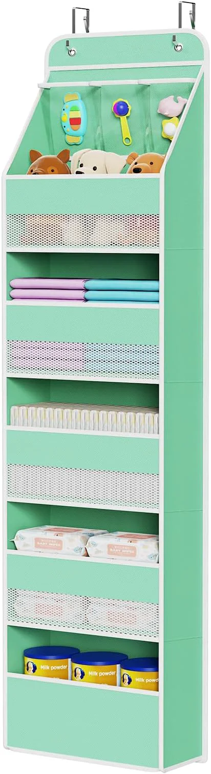 Outstanding Univivi 6-Shelf Over Door Hanging Organizer Fabric Baby Door Storage with 5 Large Pockets and 3 Small PVC Pockets Wall Mount Hanging Storage Organizers for Baby Essential Green About ThisOverview High-Performance