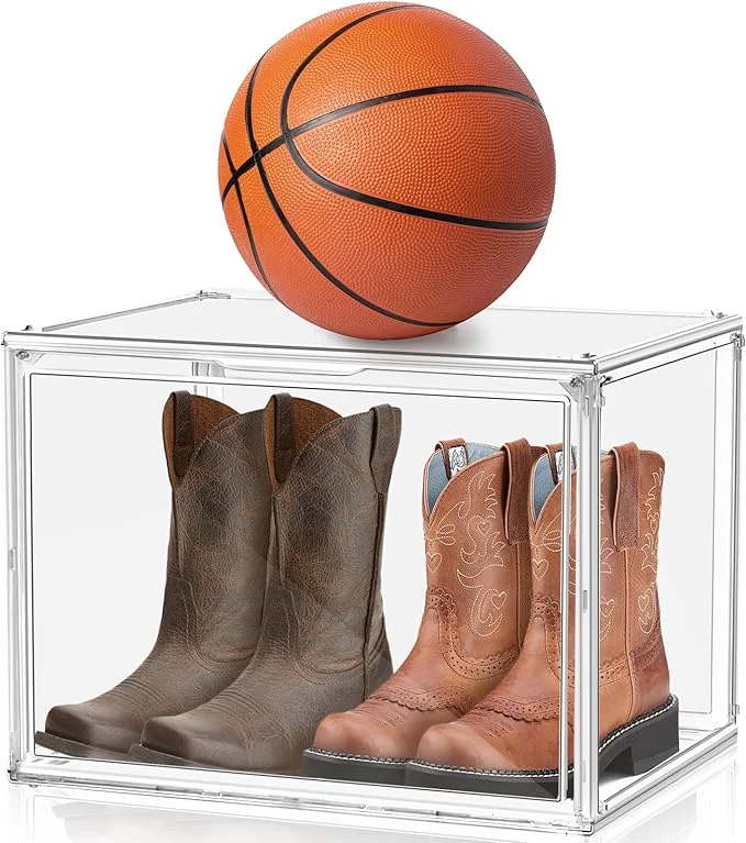 Casual 1 Pack XXX-Large Clear Tall Boot Storage Box 17.7”x13”x13” Acrylic Display Case with Magnetic Lid Handbag Organizer Clear Storage Bins for Trophy Helmet Tall Boots Figure CollectiblesAbout ThisOverview Clean