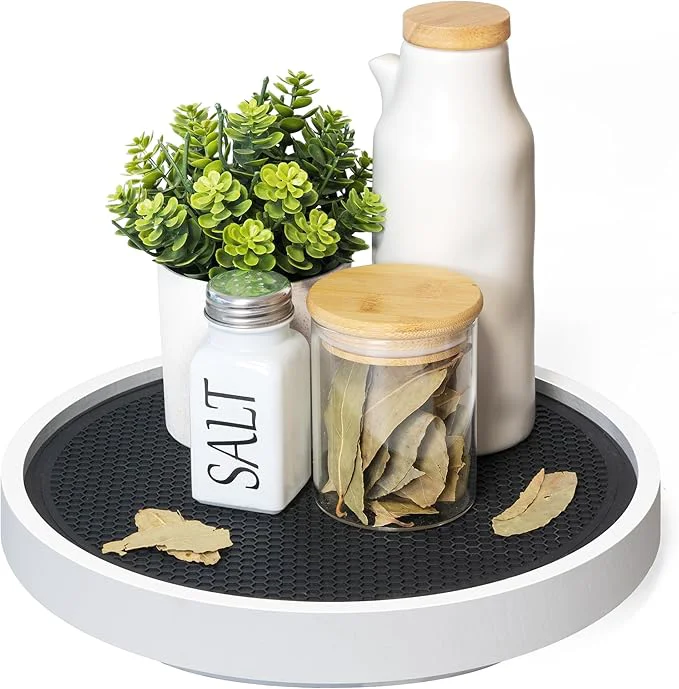 Advanced EOSAHR Non-Skid Wood Lazy Susan Organizer Turntable for Home Decor – Stylish 10.5 Lazy Susan Turntable for Cabinet Pantry Coffee Table – Great for Bathroom Organizers and Storage White About ThisOverview High-Performance