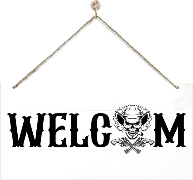 Casual Welcome Sign for Front Door Welcome Decor Wooden Hanging Sign for Wall Decor Green