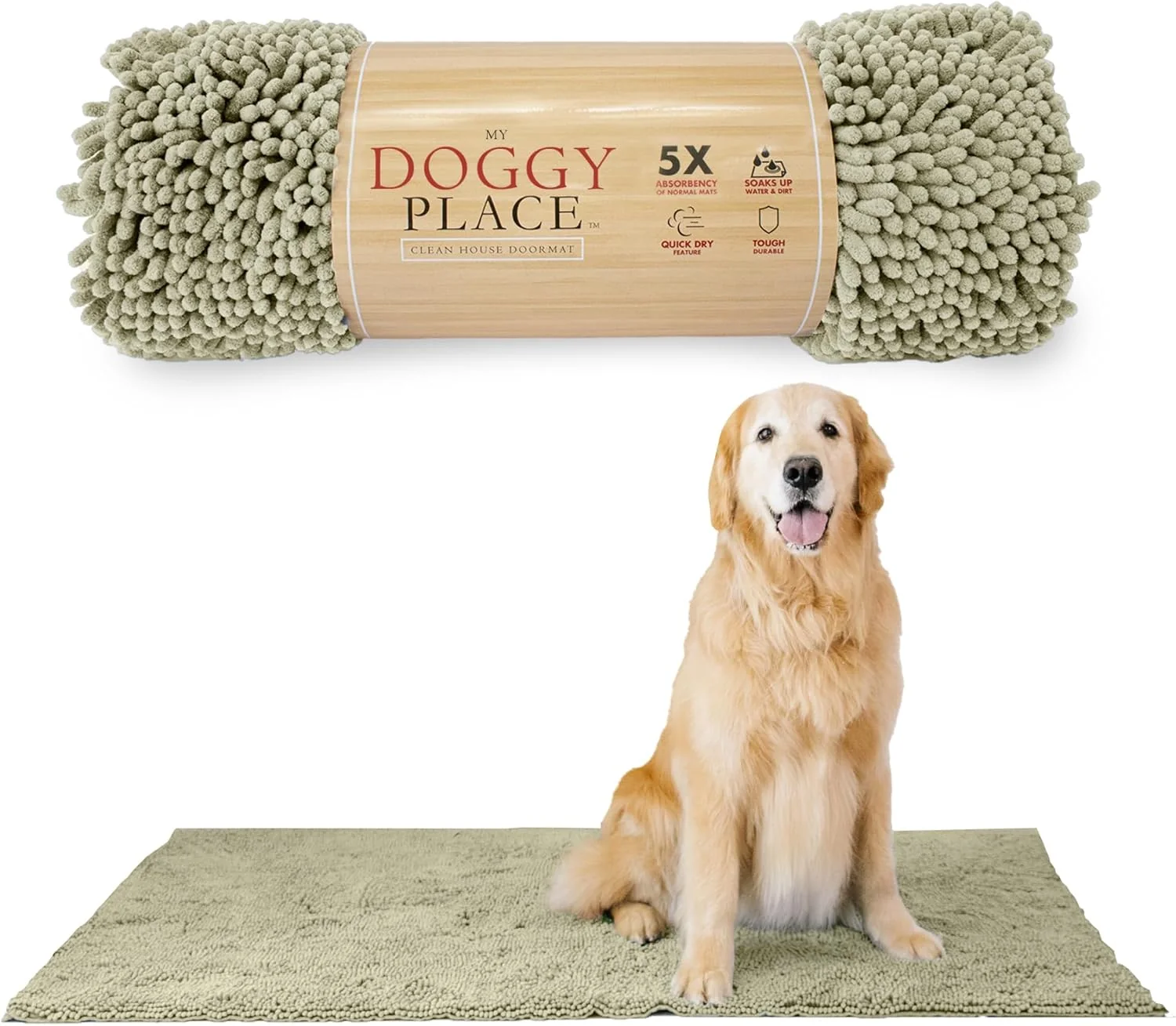 Classic My Doggy Place Microfiber Dog Mat for Muddy Paws 60 x 36 Oatmeal – Non-Slip Absorbent and Quick-Drying Dog Paw Cleaning Mat Washer and Dryer Safe – X-Large Runner World-Class