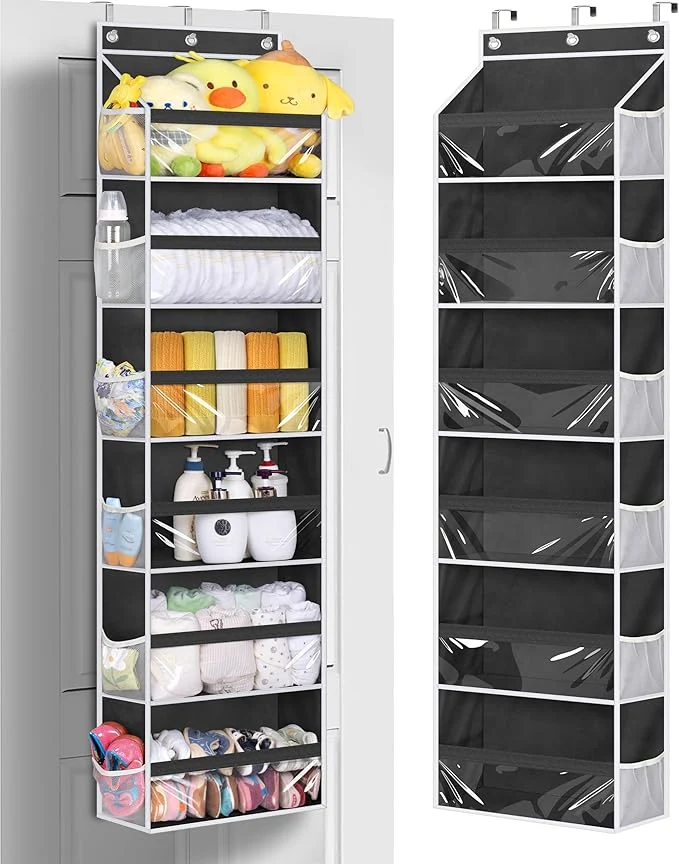 Top-Quality MISSLO Back of Door Storage Organizer Hanging with 6 Large Pockets 12 Side Pockets Closet Door Organizer Baby Organization for Bathroom Pantry Bedroom Nursery Clothes Toys Diapers BlackAbout ThisOverview High-Performance