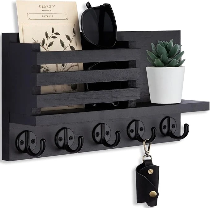 Consistent Key Holder for Wall – Decorative Wooden Mail Holder and Key Shelf with Mounting Hardware Installation Guide – Paulownia Wood with 5 Metal Key Hooks 11.8 x 6.7 x 2.8 About ThisOverview Eco-Friendly