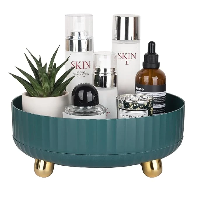 Safe Anyoifax Makeup Perfume Organizer Tray 360 Degree Rotating Lazy Susan Skincare Lotion Organizer Spinning Cosmetics Storage for Dresser Vanity Bathroom Countertop Small Teal Green Original