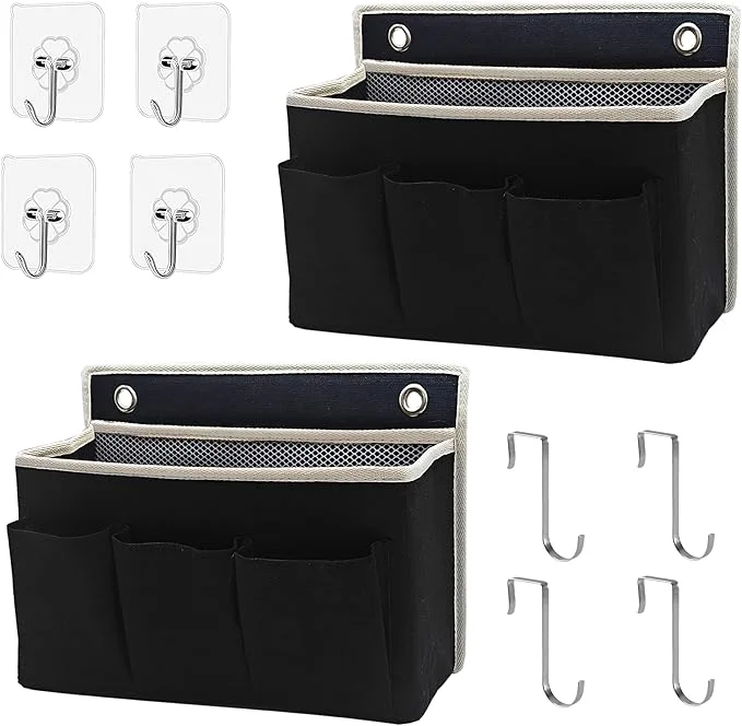 Efficient 2-Pack Wall Hanging Organizer Bag Hanging Baskets with Large Mesh Compartment 3 Pockets，Over the Door Organizer Space Saving Storage for Bedroom RV Camper Closet Black – 2 Pack About ThisOverview User-Friendly