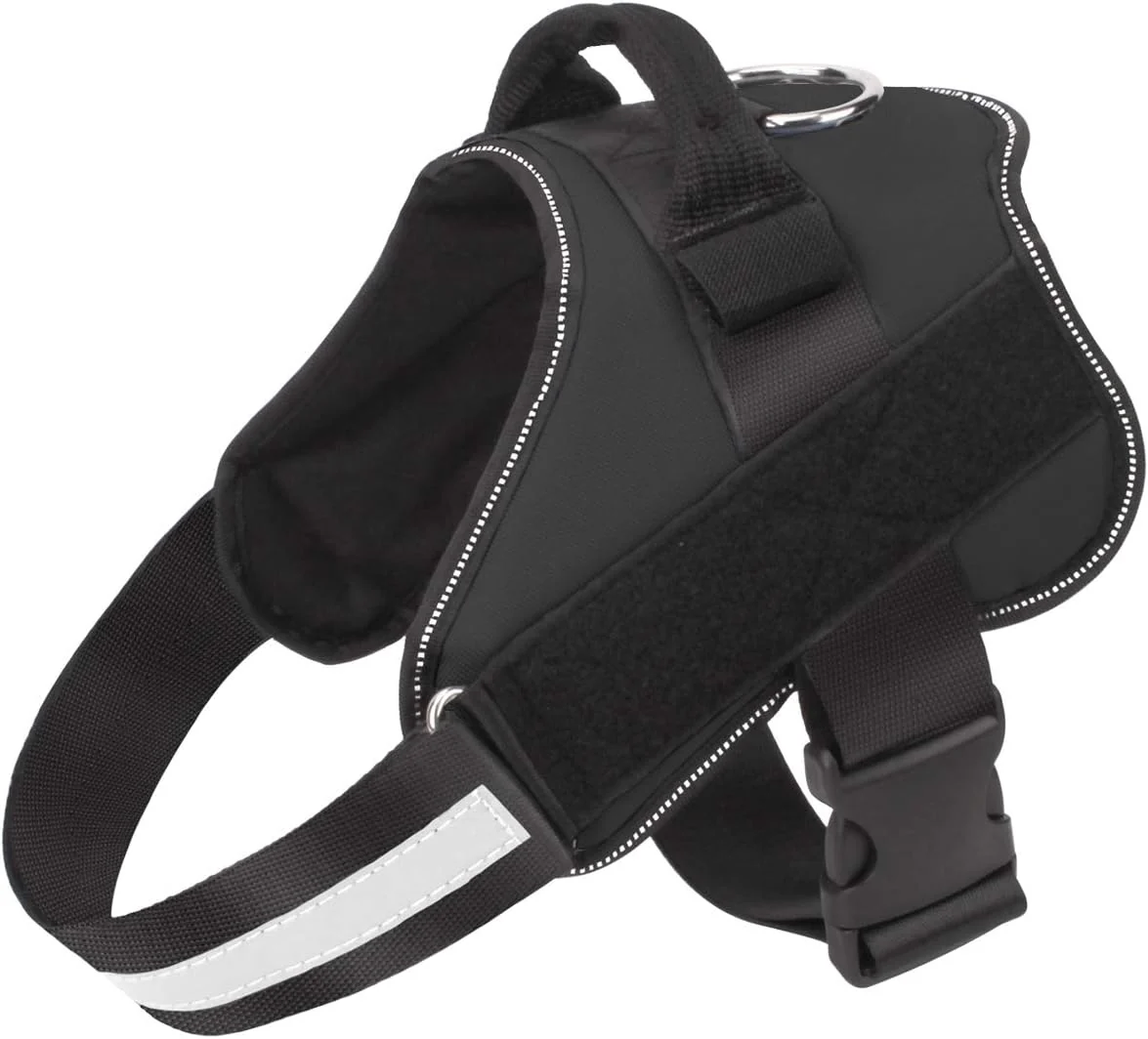 Classic Bolux Dog Harness No-Pull Reflective Dog Vest Breathable Adjustable Pet Harness with Handle for Outdoor Walking – No More Pulling Tugging or Choking Black S Safe