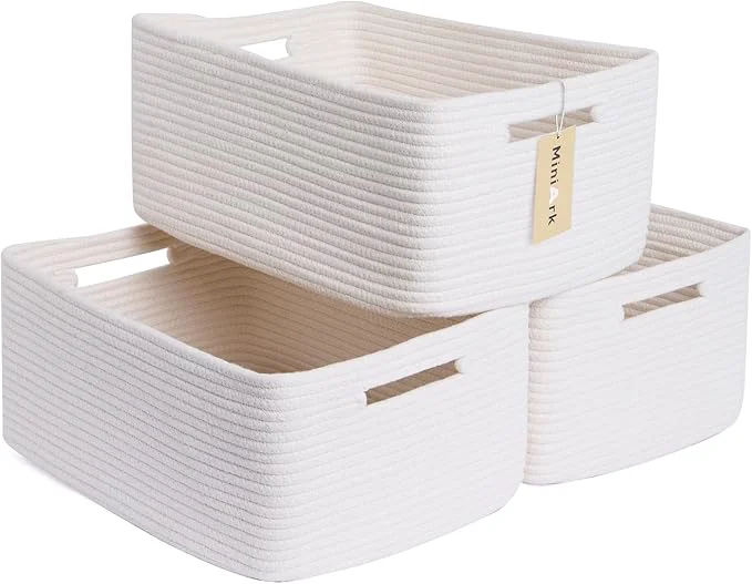 Consistent Large Storage Baskets for Shelves Closet Organizers Bins for Clothes Blanket Towels Baby Nursery Toy Baskets Box Woven Rope Baskets 17 x 13 x 7.5 3 Packs Off WhiteAbout ThisOverview Next-Generation